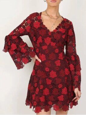Club Monaco Red Lace Dress Size 6